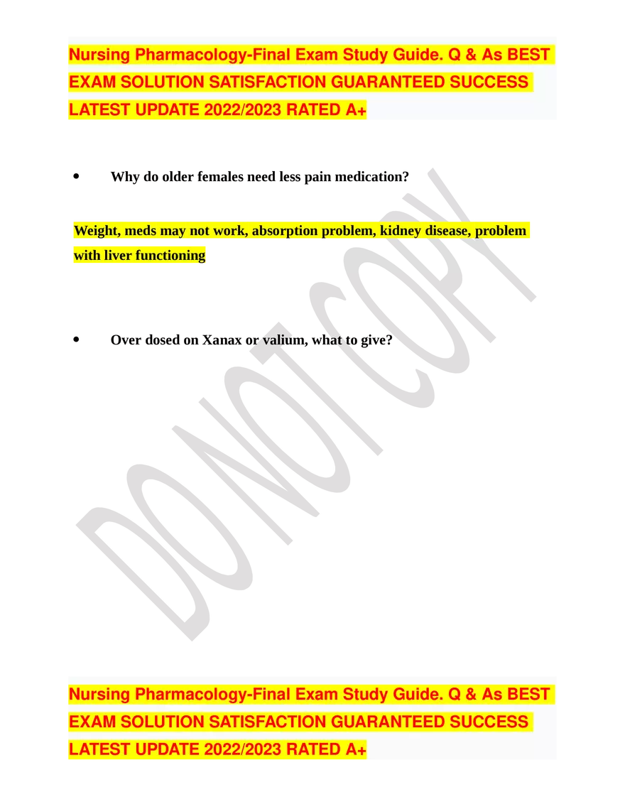 Nursing Pharmacology-Final Exam Study Guide - Page 31