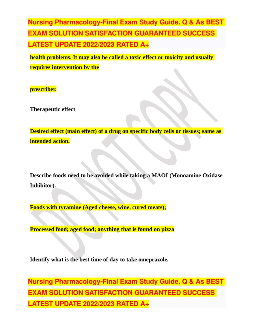 Nursing Pharmacology-Final Exam Study Guide - Page 2