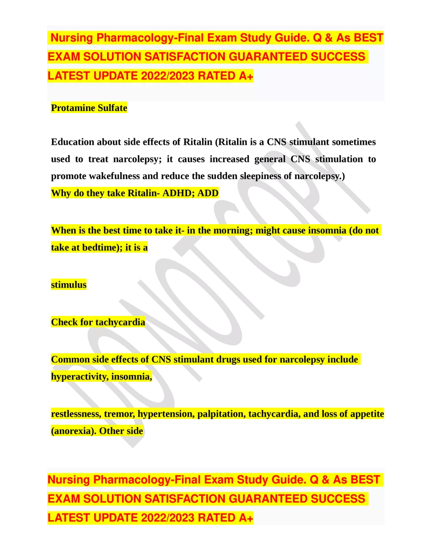 Nursing Pharmacology-Final Exam Study Guide - Page 6