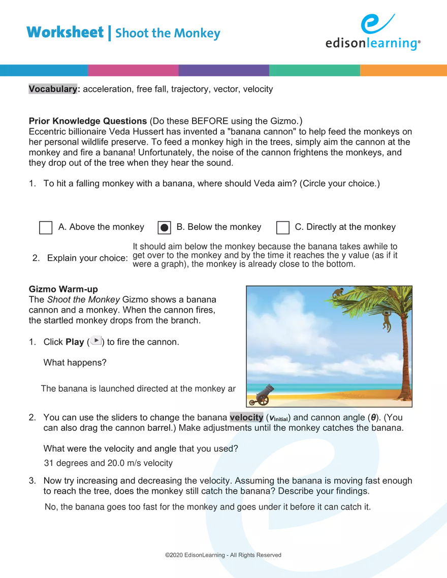 Worksheet Shoot the Monkey - Page 1