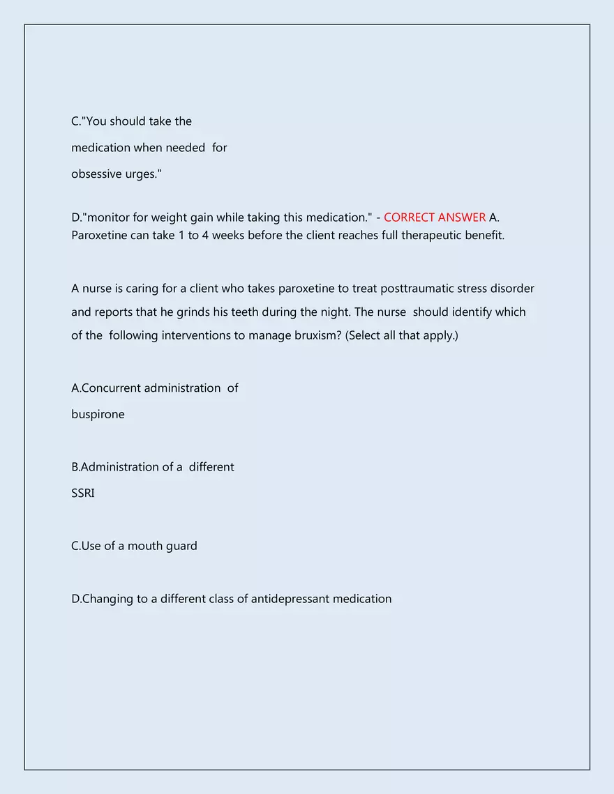 RN Pharmacology Latest 2026\2027 Actual Exam 242 Questions And Answers - Page 98