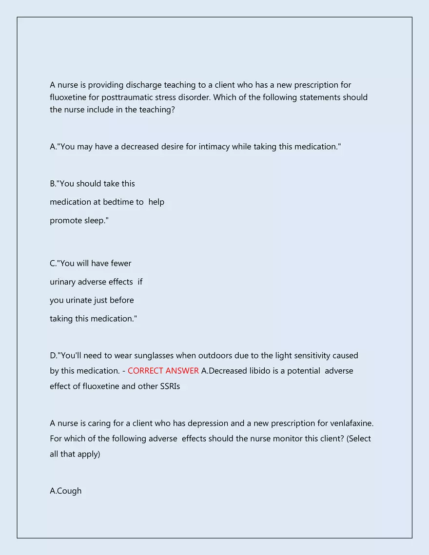 RN Pharmacology Latest 2026\2027 Actual Exam 242 Questions And Answers - Page 101