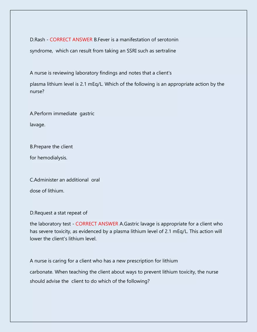 RN Pharmacology Latest 2026\2027 Actual Exam 242 Questions And Answers - Page 103