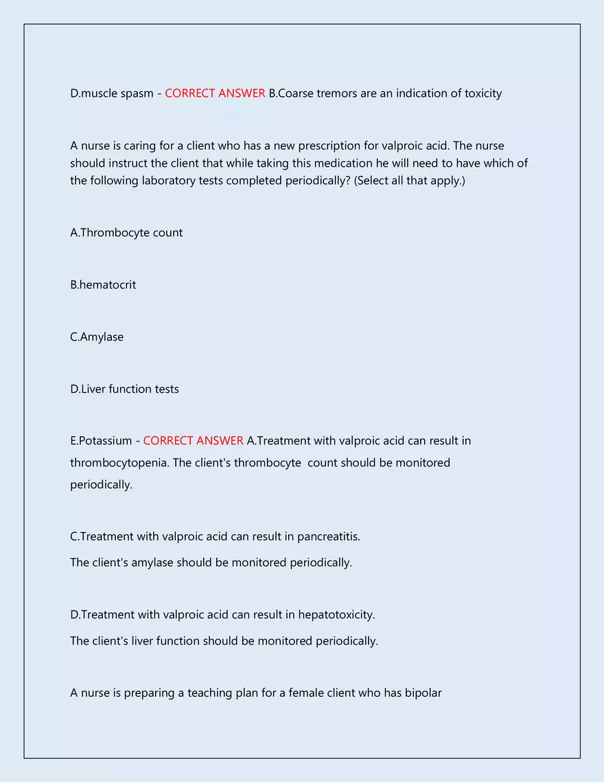 RN Pharmacology Latest 2026\2027 Actual Exam 242 Questions And Answers - Page 105