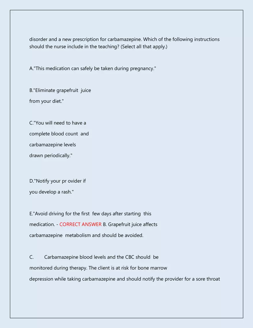 RN Pharmacology Latest 2026\2027 Actual Exam 242 Questions And Answers - Page 107