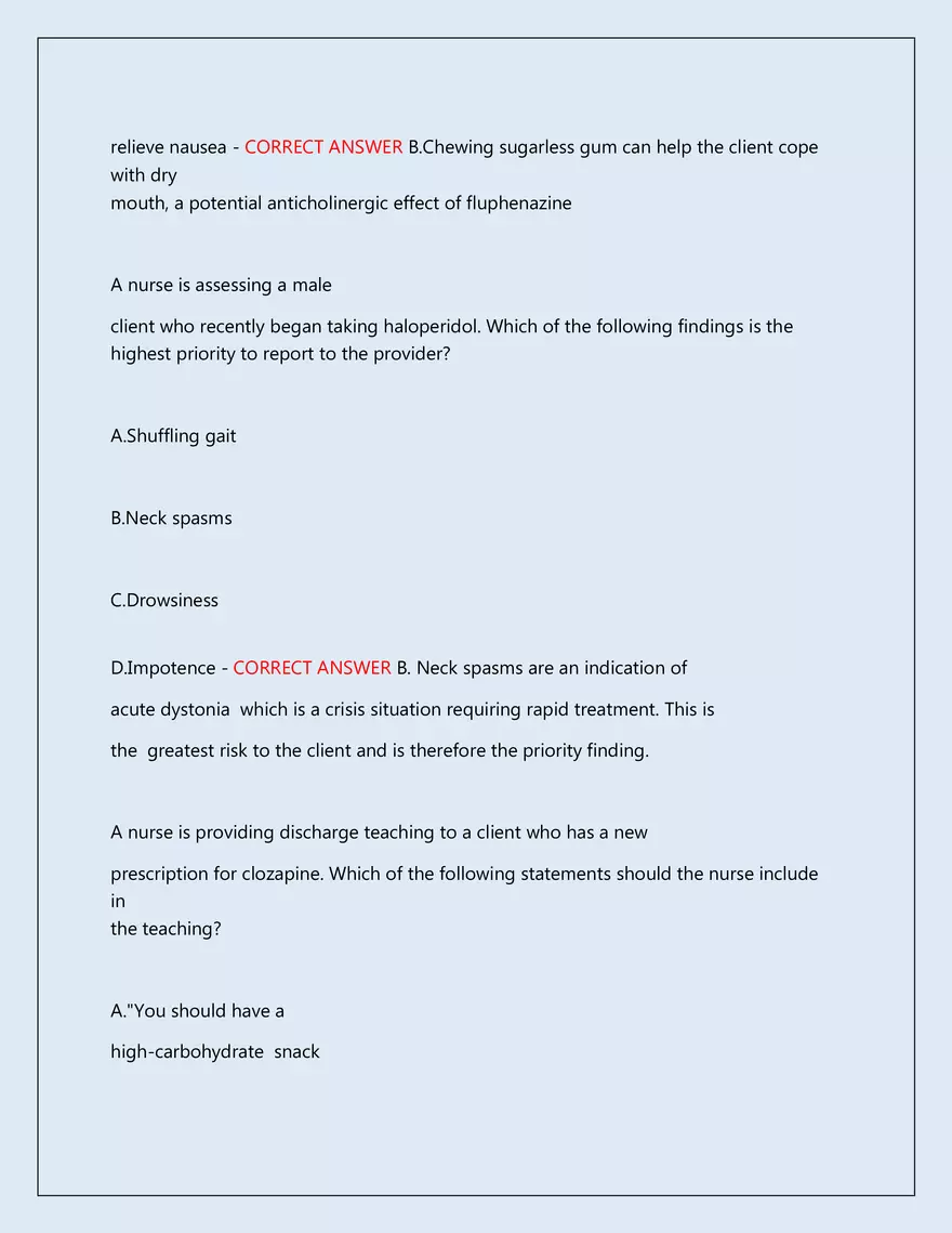 RN Pharmacology Latest 2026\2027 Actual Exam 242 Questions And Answers - Page 109