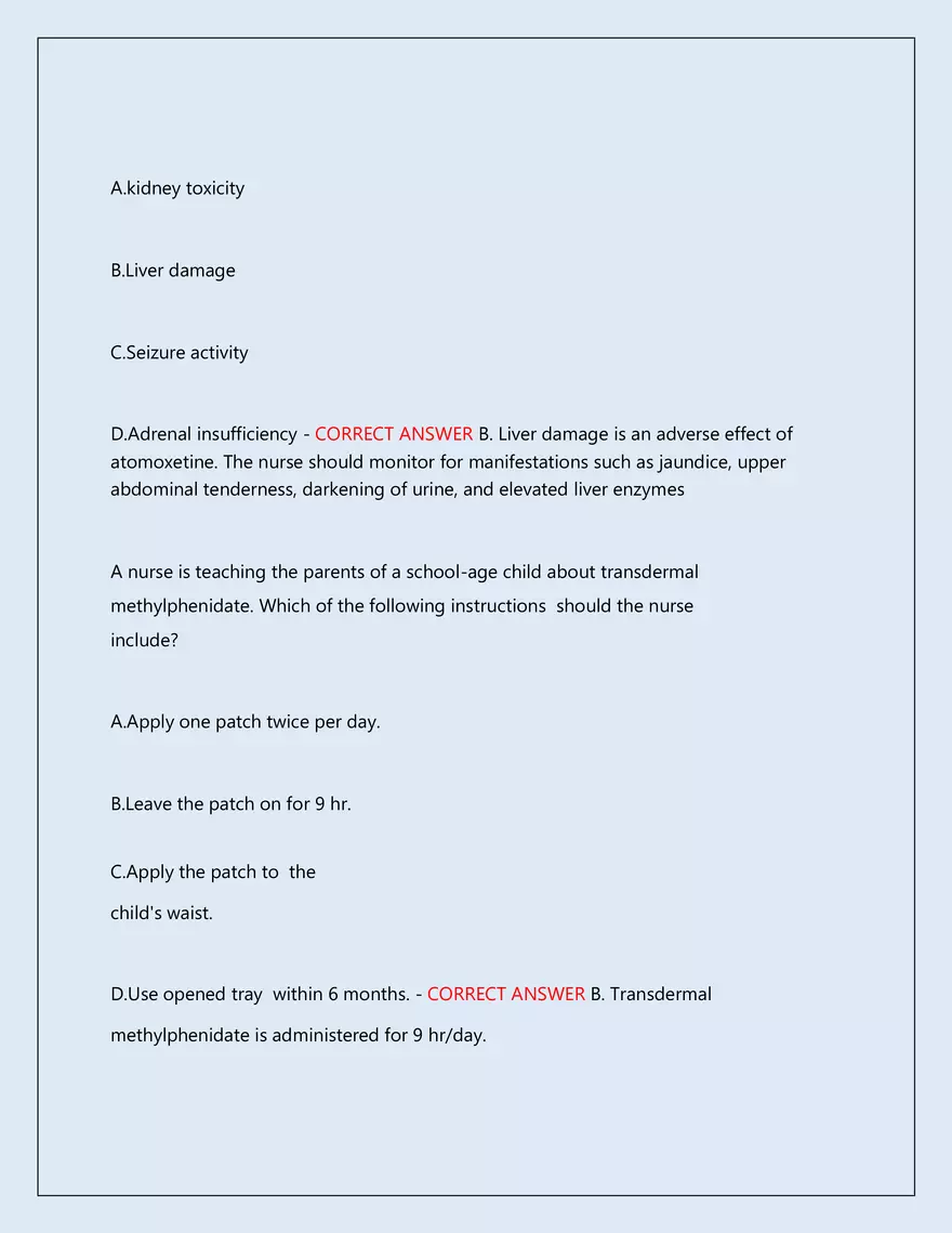 RN Pharmacology Latest 2026\2027 Actual Exam 242 Questions And Answers - Page 114