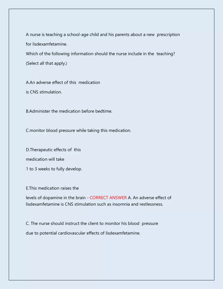 RN Pharmacology Latest 2026\2027 Actual Exam 242 Questions And Answers - Page 115