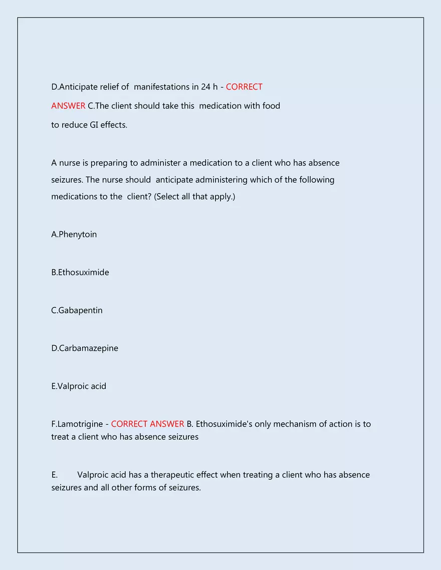 RN Pharmacology Latest 2026\2027 Actual Exam 242 Questions And Answers - Page 122