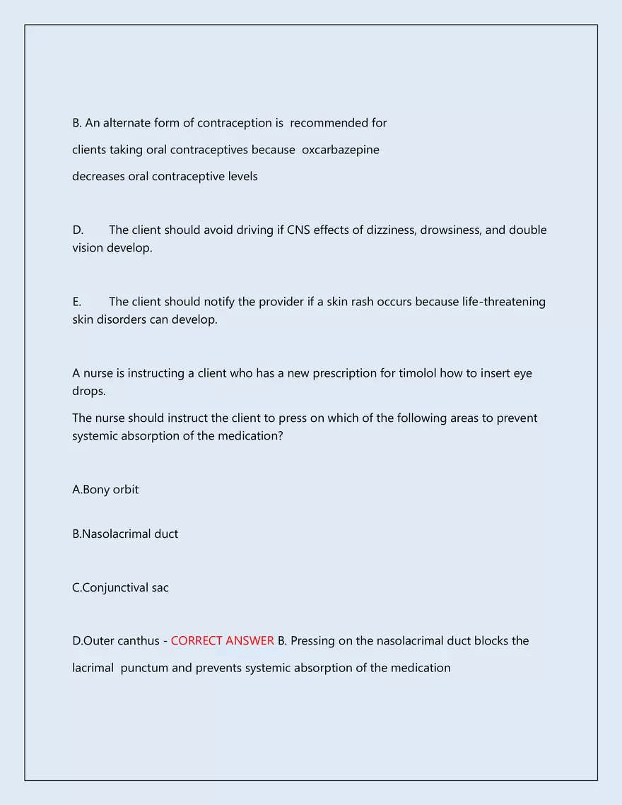 RN Pharmacology Latest 2026\2027 Actual Exam 242 Questions And Answers - Page 124