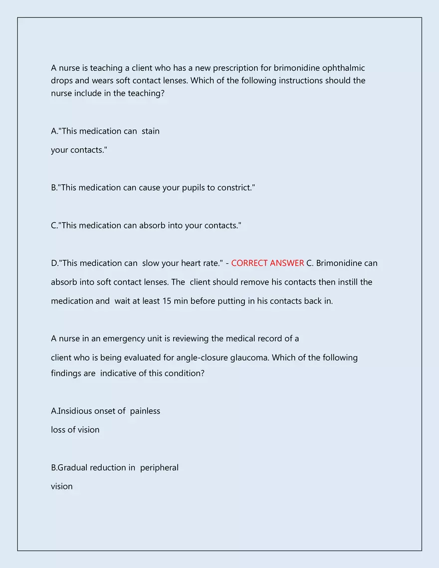 RN Pharmacology Latest 2026\2027 Actual Exam 242 Questions And Answers - Page 125