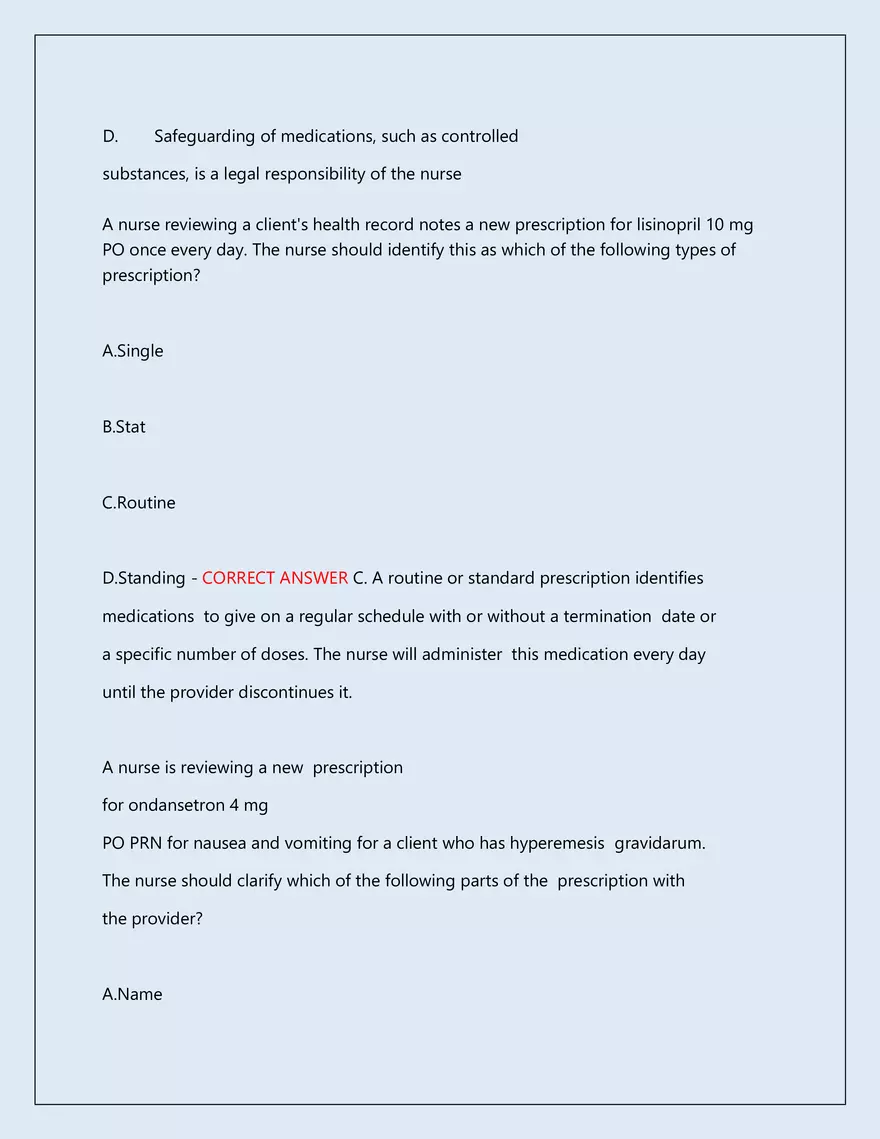 RN Pharmacology Latest 2026\2027 Actual Exam 242 Questions And Answers - Page 128