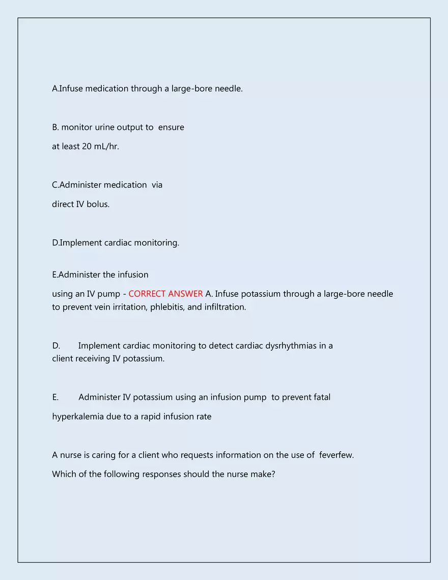 RN Pharmacology Latest 2026\2027 Actual Exam 242 Questions And Answers - Page 11