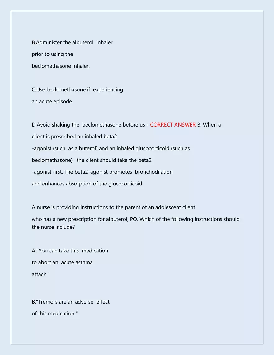 RN Pharmacology Latest 2026\2027 Actual Exam 242 Questions And Answers - Page 138