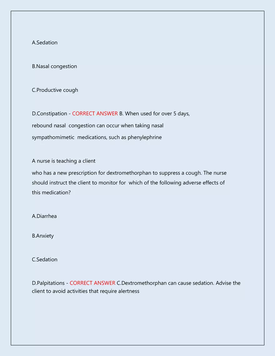 RN Pharmacology Latest 2026\2027 Actual Exam 242 Questions And Answers - Page 141