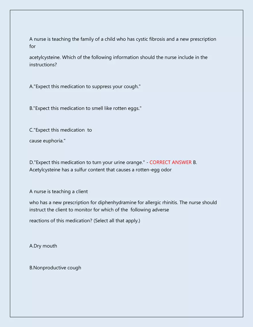 RN Pharmacology Latest 2026\2027 Actual Exam 242 Questions And Answers - Page 142