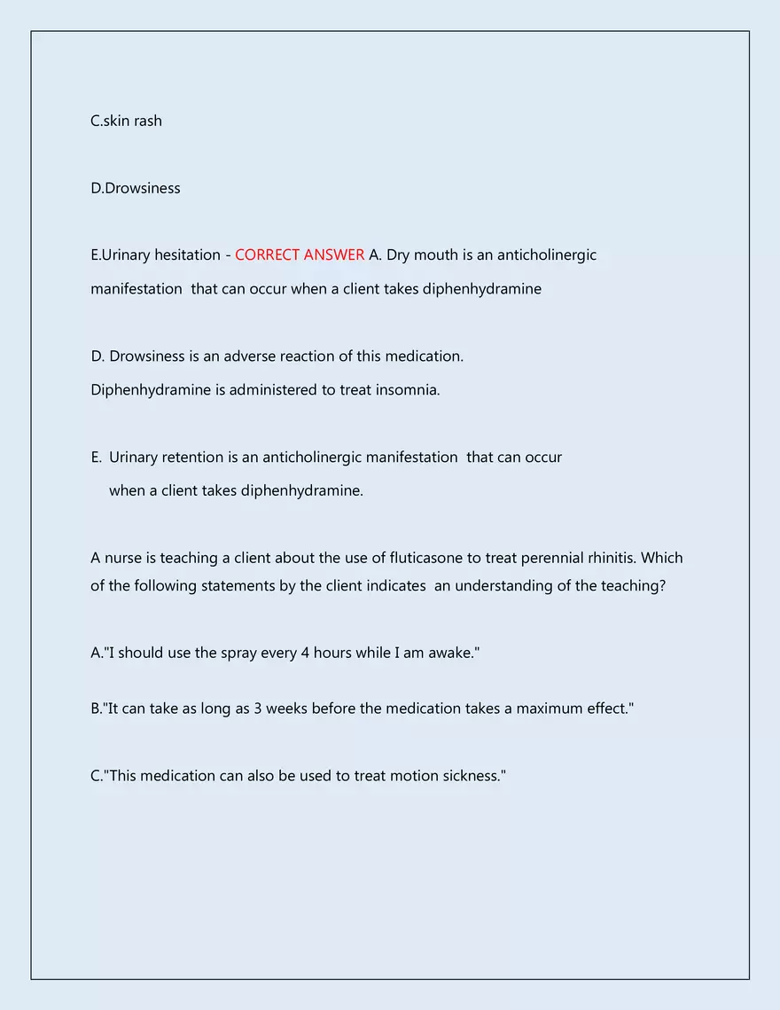 RN Pharmacology Latest 2026\2027 Actual Exam 242 Questions And Answers - Page 143
