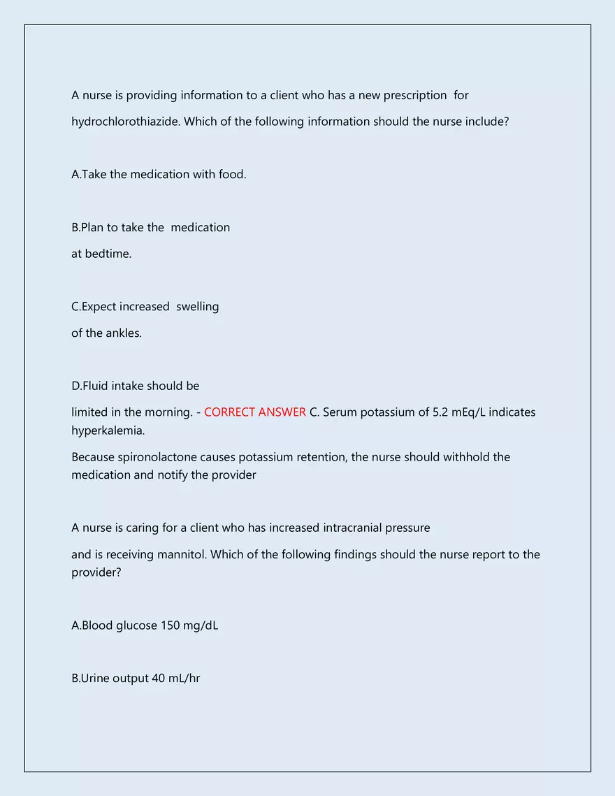 RN Pharmacology Latest 2026\2027 Actual Exam 242 Questions And Answers - Page 146