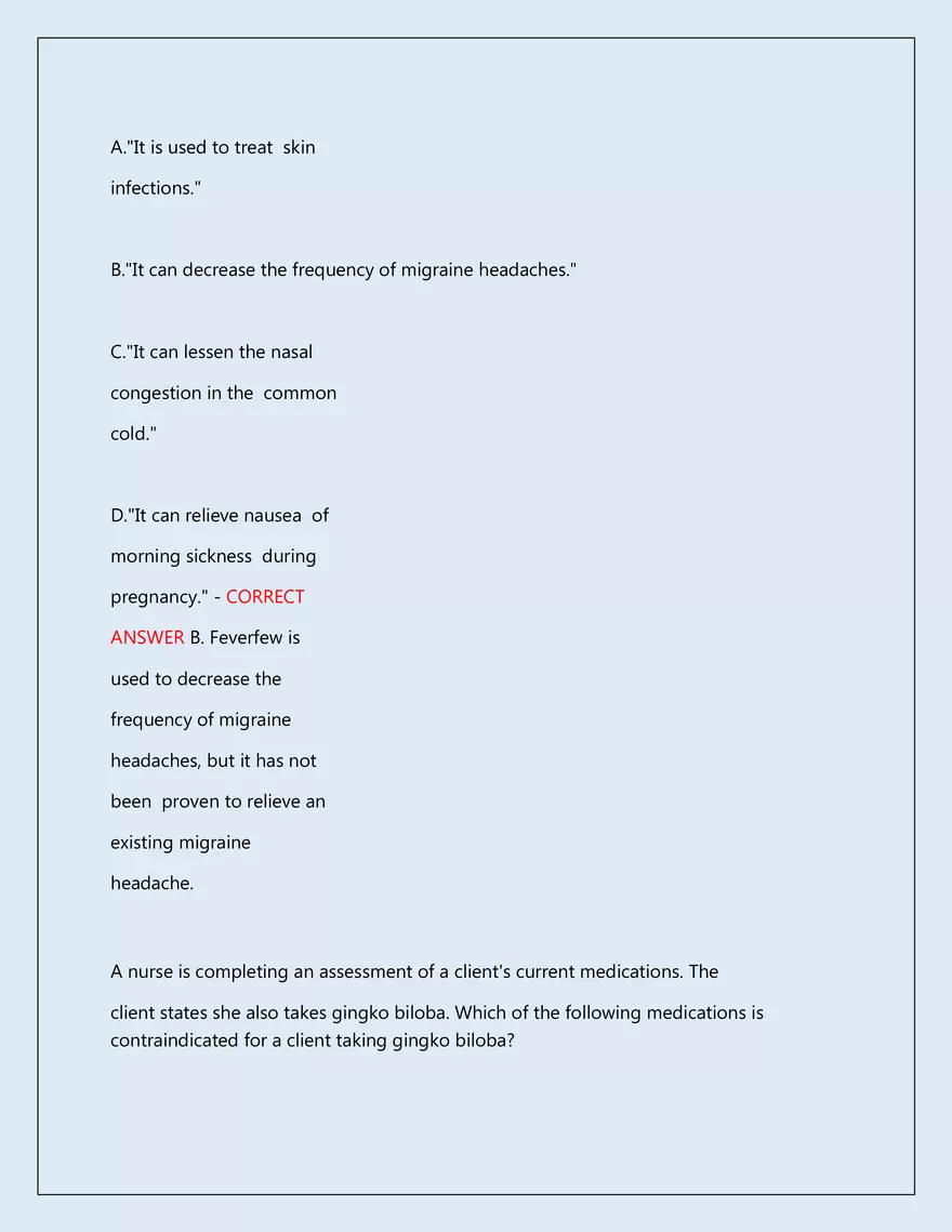 RN Pharmacology Latest 2026\2027 Actual Exam 242 Questions And Answers - Page 12