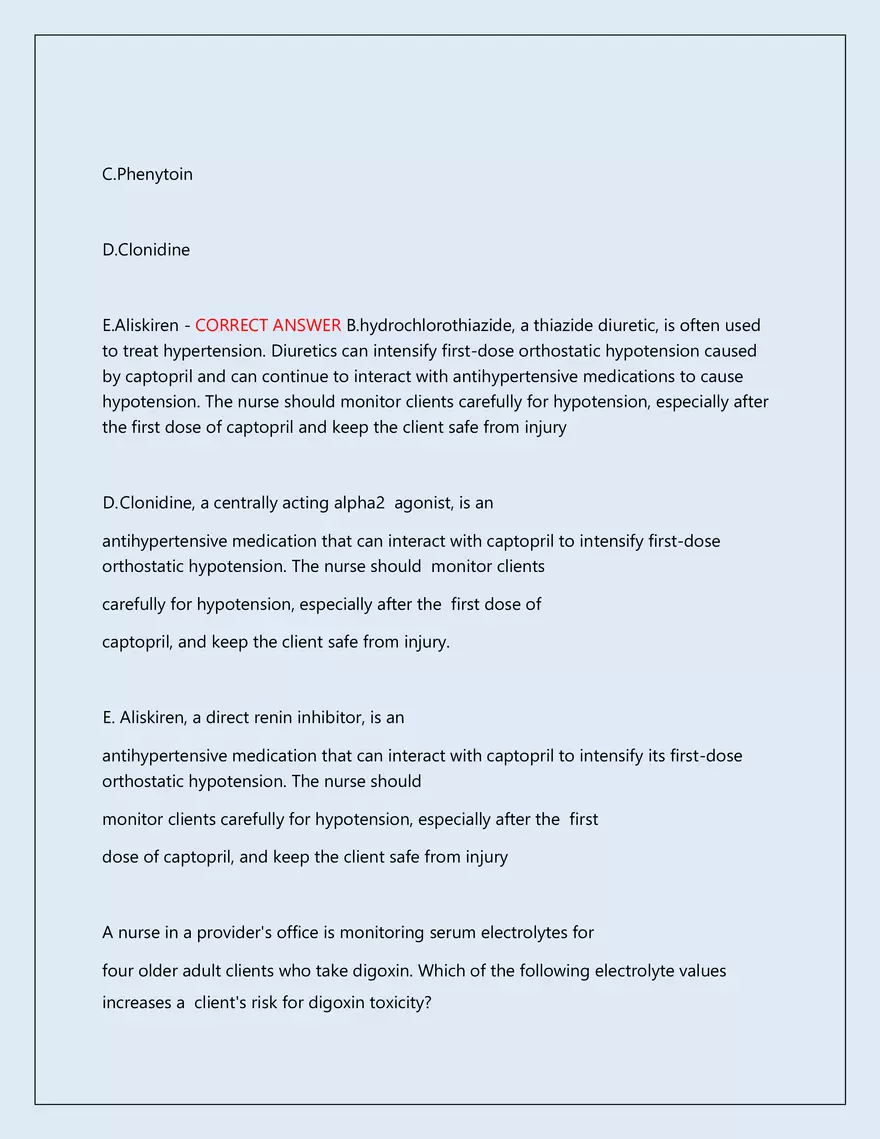 RN Pharmacology Latest 2026\2027 Actual Exam 242 Questions And Answers - Page 152