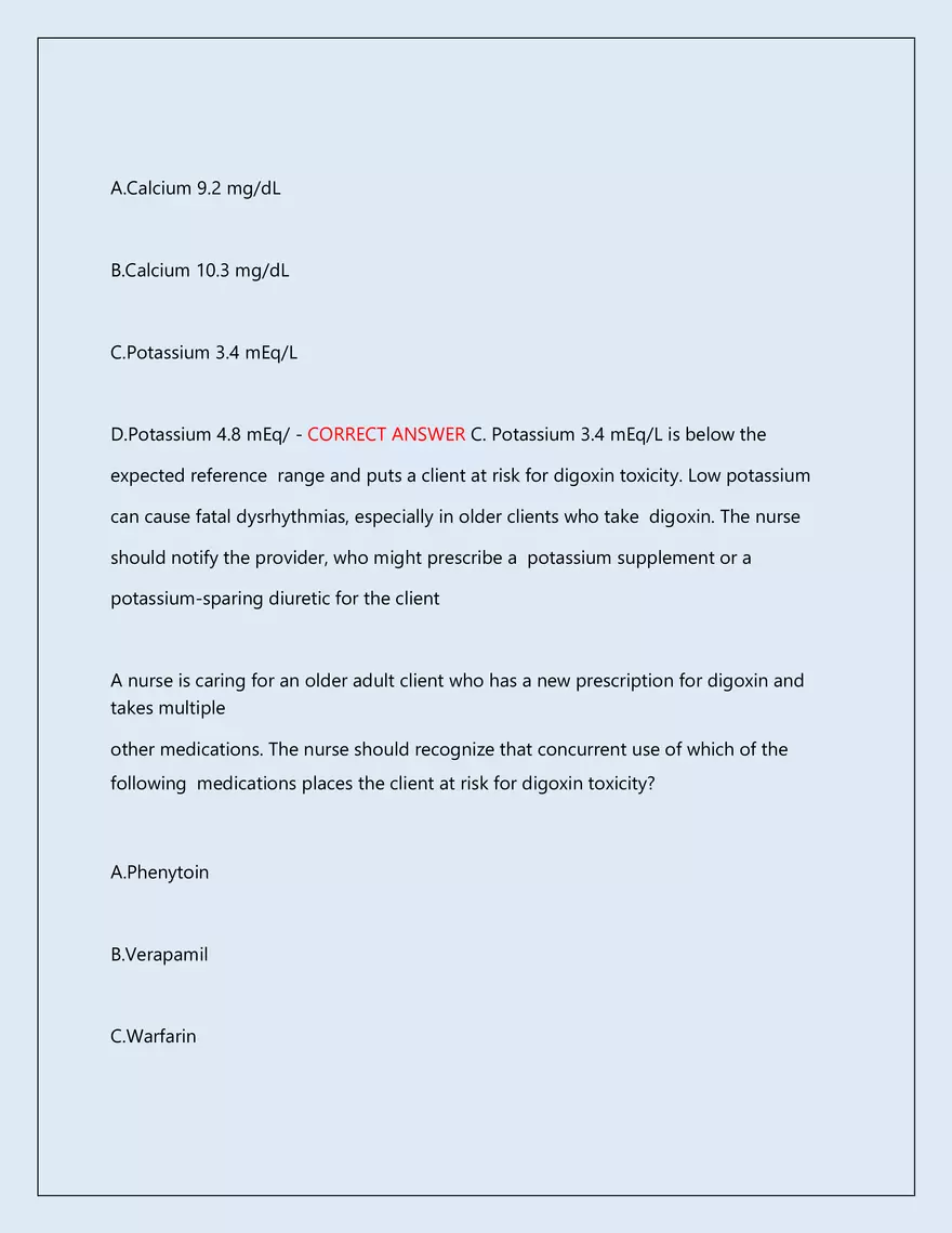 RN Pharmacology Latest 2026\2027 Actual Exam 242 Questions And Answers - Page 153