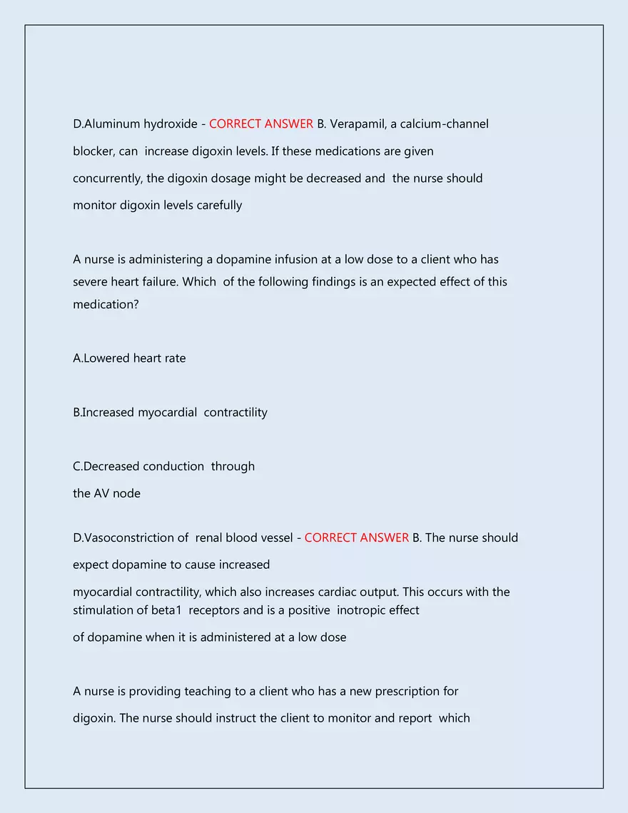 RN Pharmacology Latest 2026\2027 Actual Exam 242 Questions And Answers - Page 154