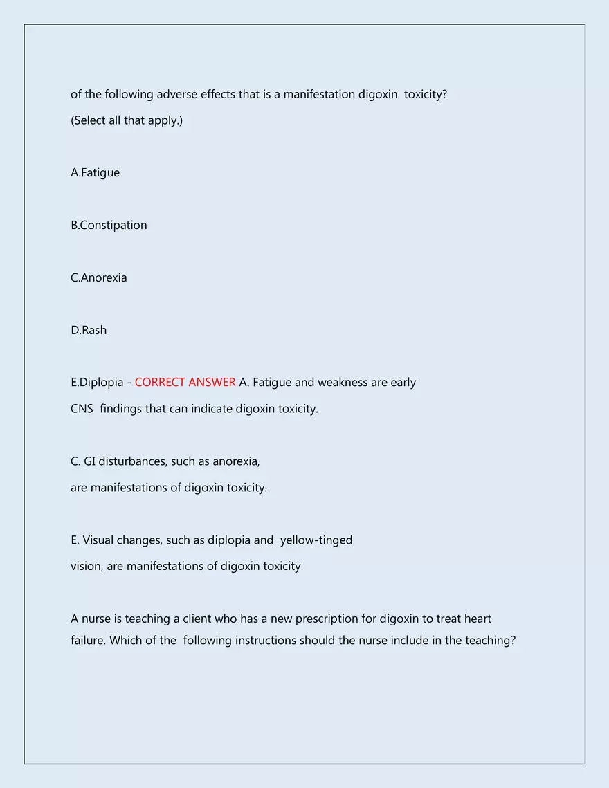 RN Pharmacology Latest 2026\2027 Actual Exam 242 Questions And Answers - Page 155