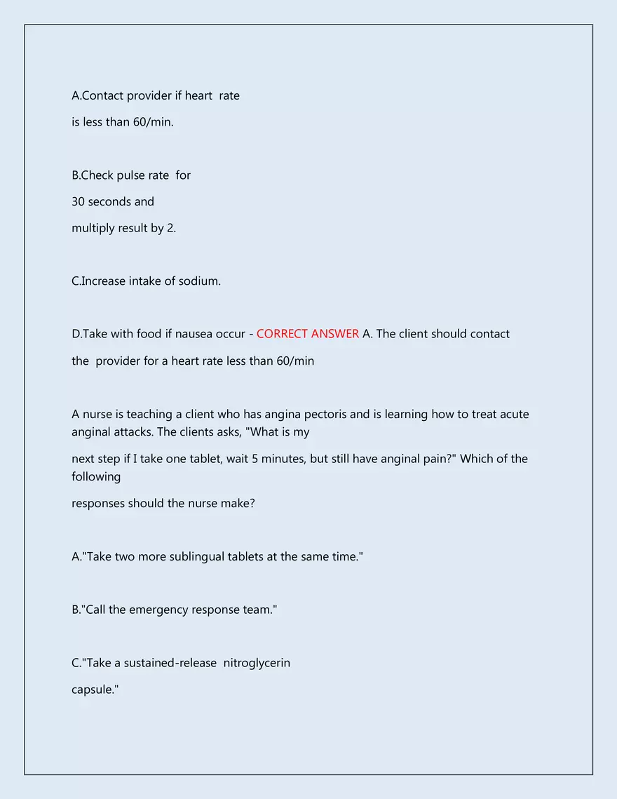 RN Pharmacology Latest 2026\2027 Actual Exam 242 Questions And Answers - Page 156