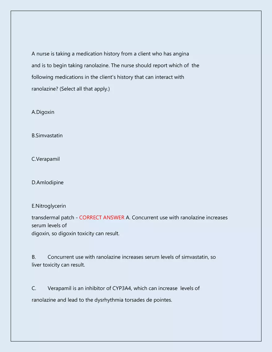 RN Pharmacology Latest 2026\2027 Actual Exam 242 Questions And Answers - Page 158