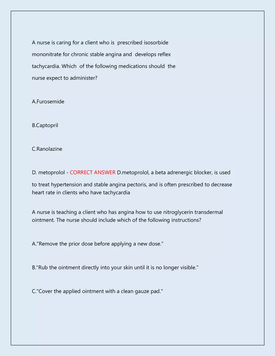 RN Pharmacology Latest 2026\2027 Actual Exam 242 Questions And Answers - Page 159