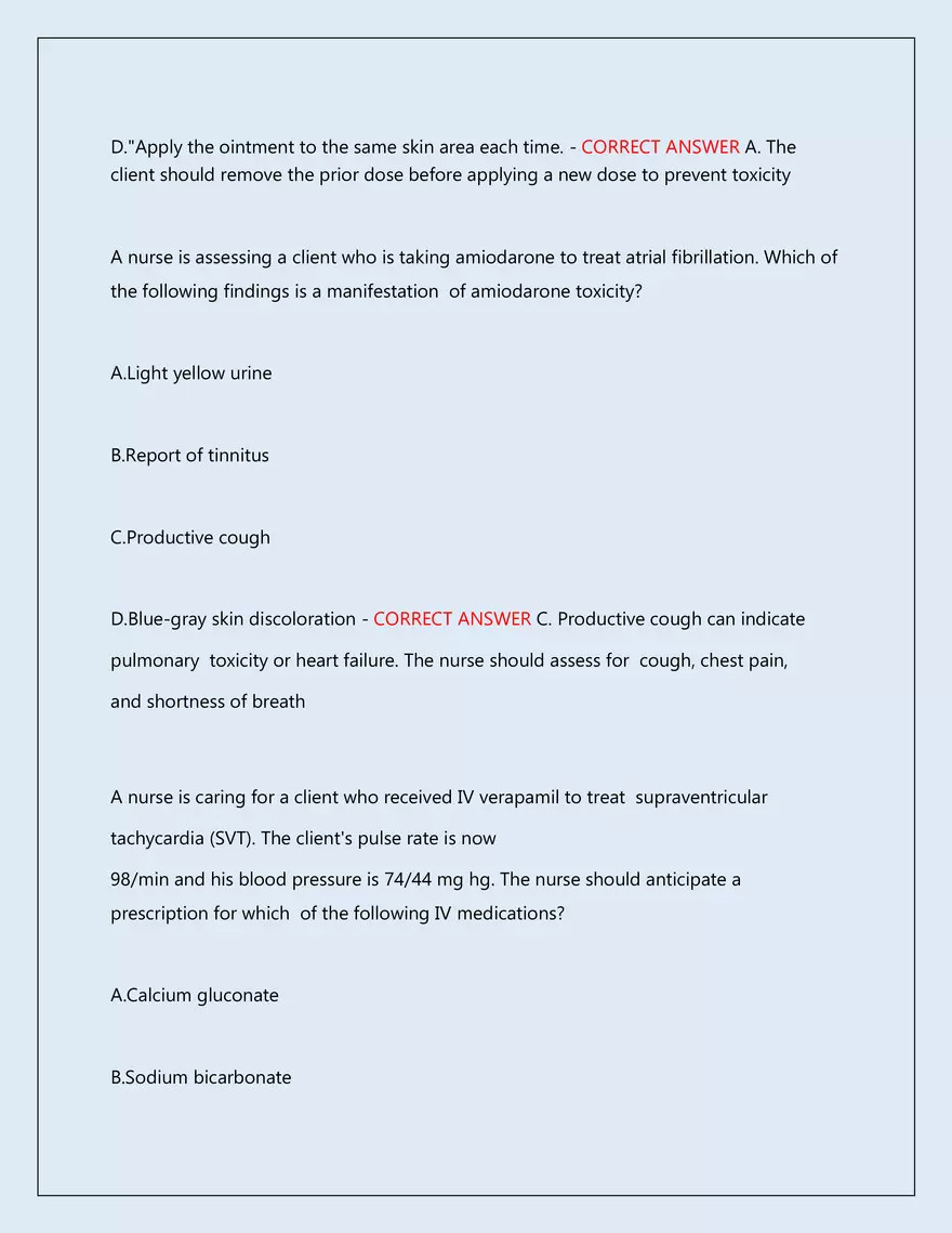 RN Pharmacology Latest 2026\2027 Actual Exam 242 Questions And Answers - Page 160