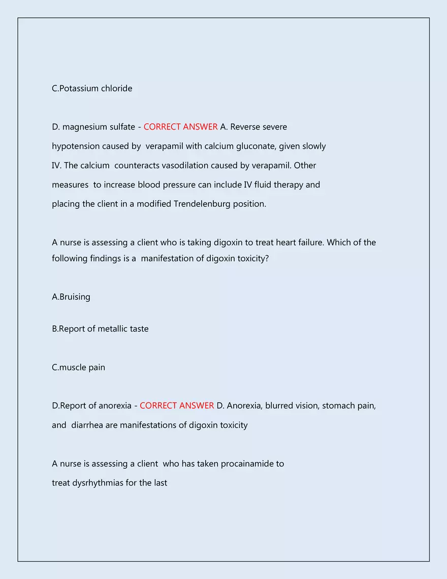 RN Pharmacology Latest 2026\2027 Actual Exam 242 Questions And Answers - Page 162
