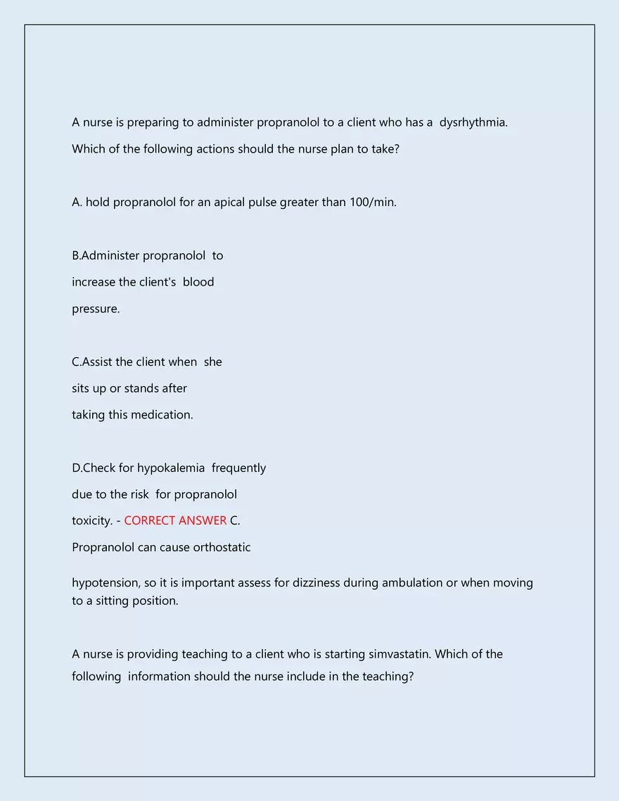 RN Pharmacology Latest 2026\2027 Actual Exam 242 Questions And Answers - Page 164
