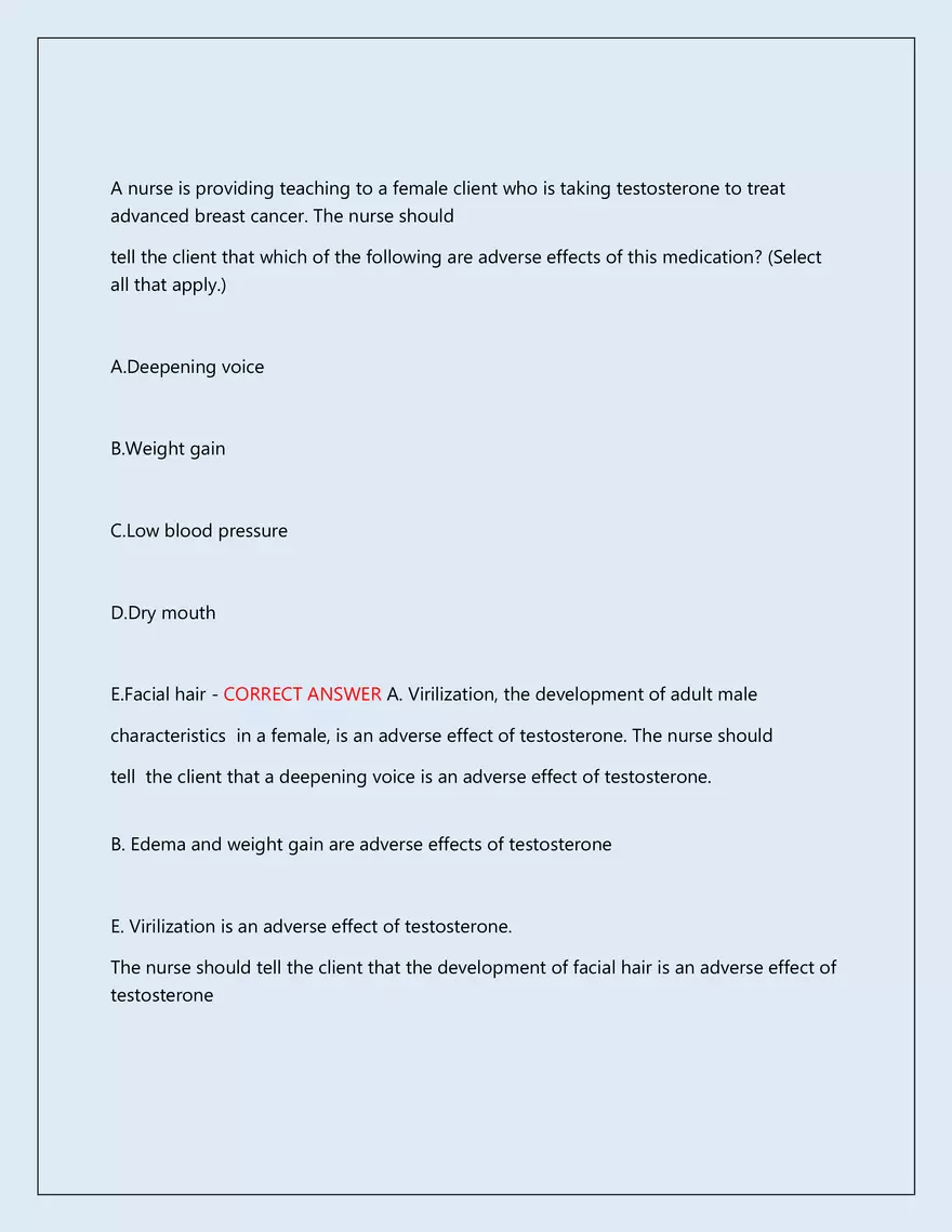 RN Pharmacology Latest 2026\2027 Actual Exam 242 Questions And Answers - Page 15