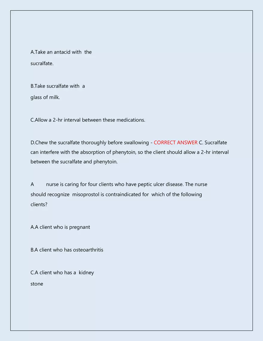 RN Pharmacology Latest 2026\2027 Actual Exam 242 Questions And Answers - Page 181