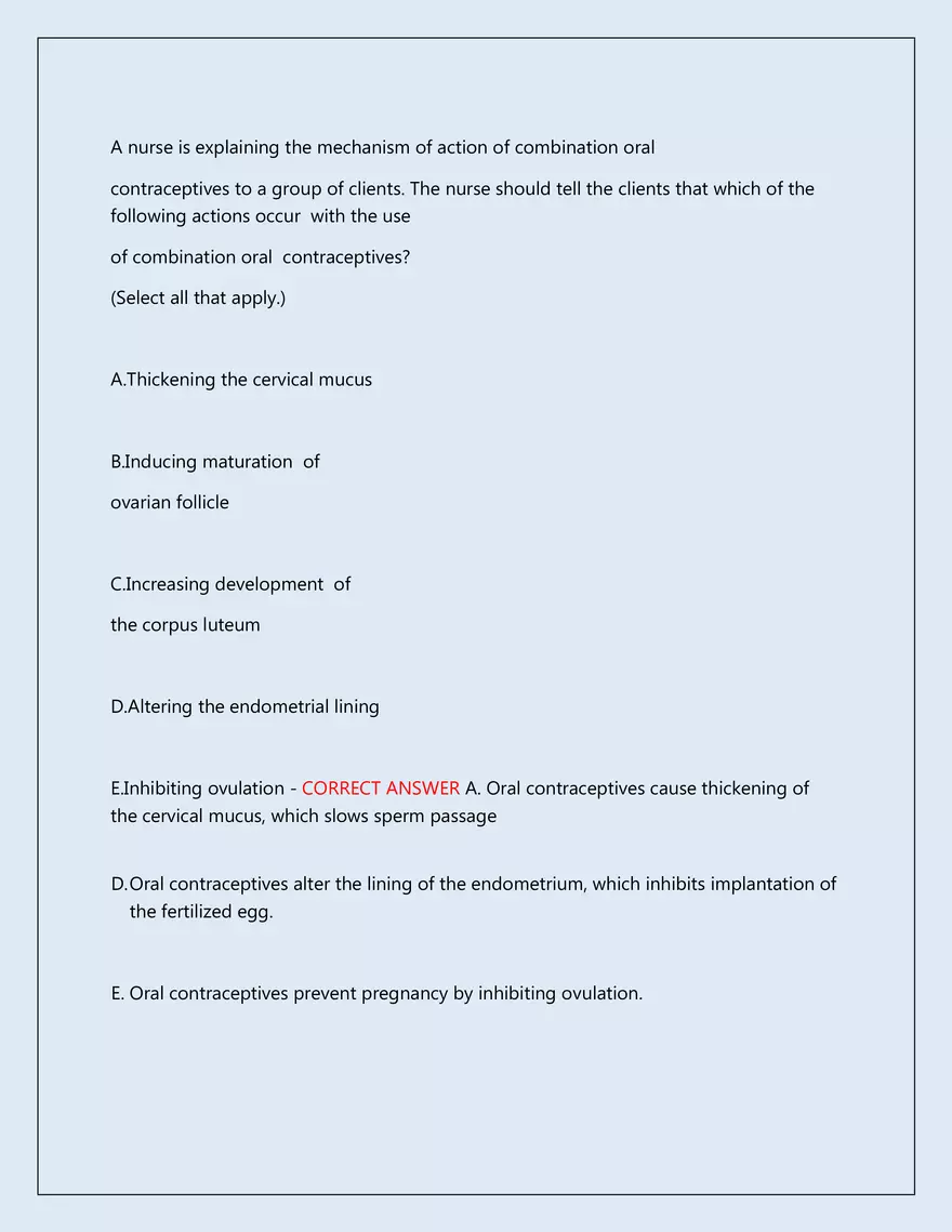 RN Pharmacology Latest 2026\2027 Actual Exam 242 Questions And Answers - Page 16
