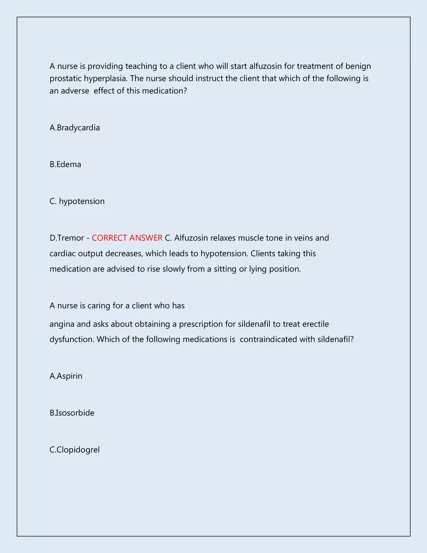 RN Pharmacology Latest 2026\2027 Actual Exam 242 Questions And Answers - Page 17