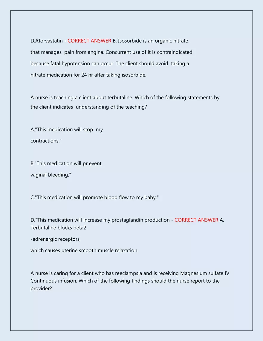 RN Pharmacology Latest 2026\2027 Actual Exam 242 Questions And Answers - Page 18