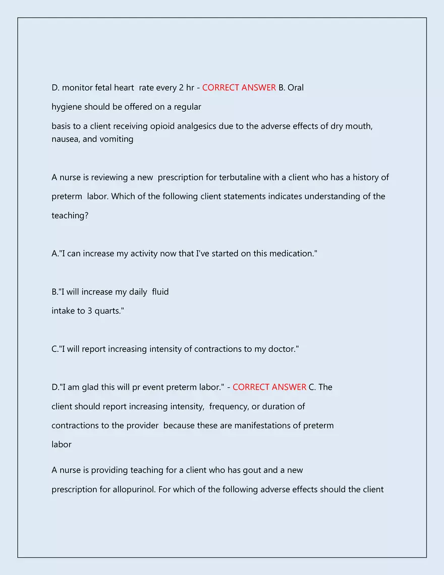 RN Pharmacology Latest 2026\2027 Actual Exam 242 Questions And Answers - Page 21