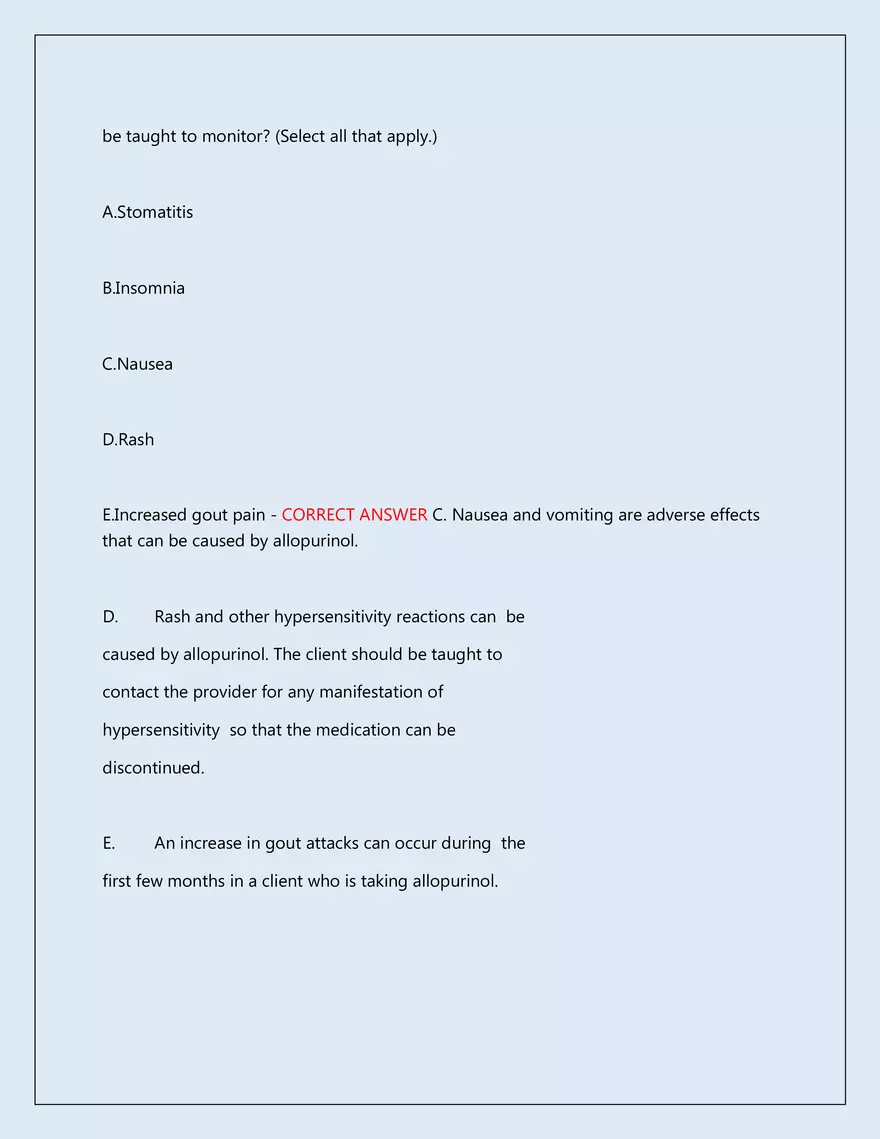 RN Pharmacology Latest 2026\2027 Actual Exam 242 Questions And Answers - Page 22