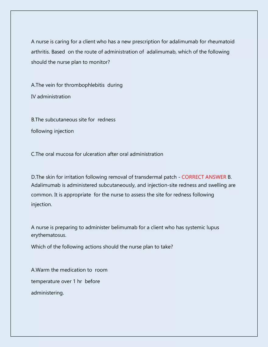 RN Pharmacology Latest 2026\2027 Actual Exam 242 Questions And Answers - Page 23
