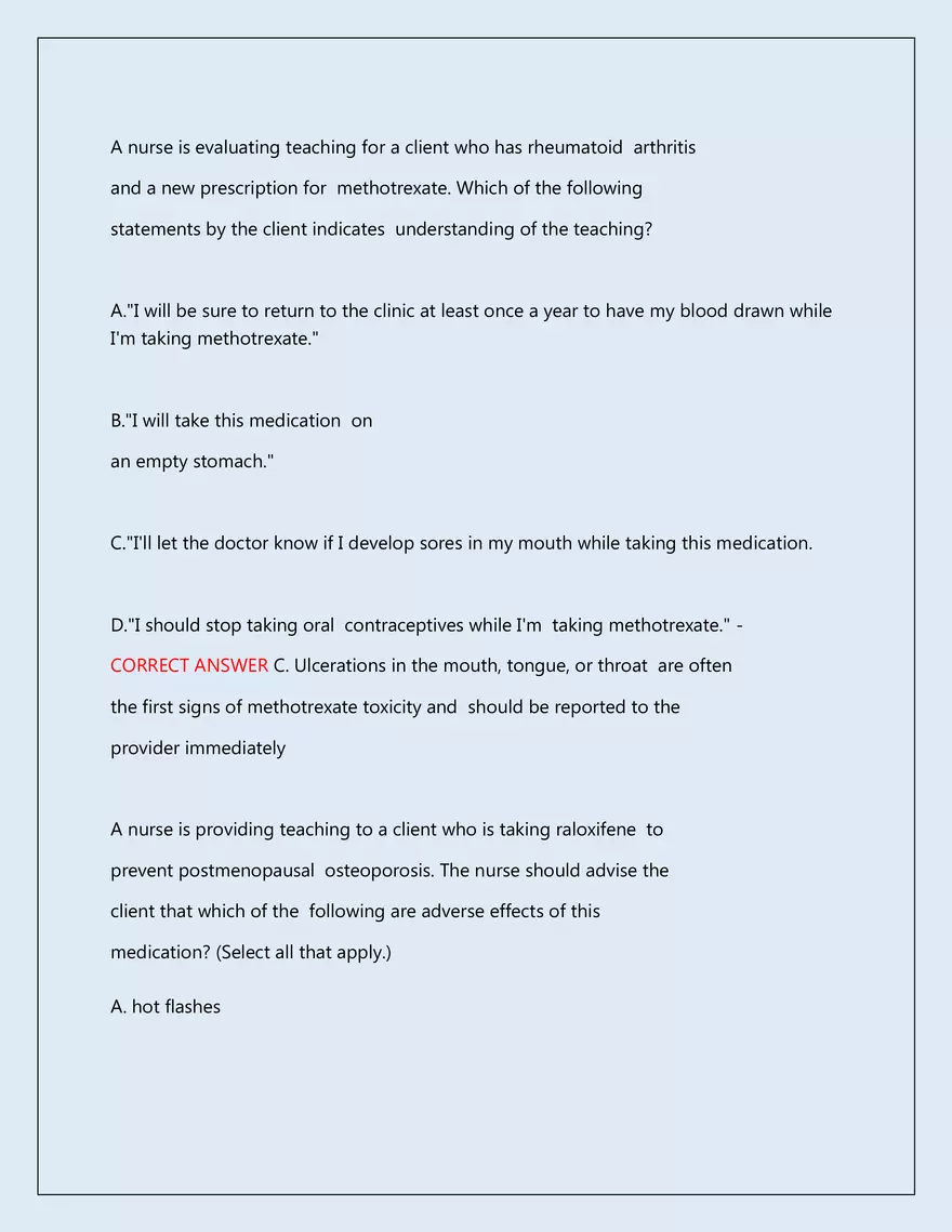 RN Pharmacology Latest 2026\2027 Actual Exam 242 Questions And Answers - Page 26