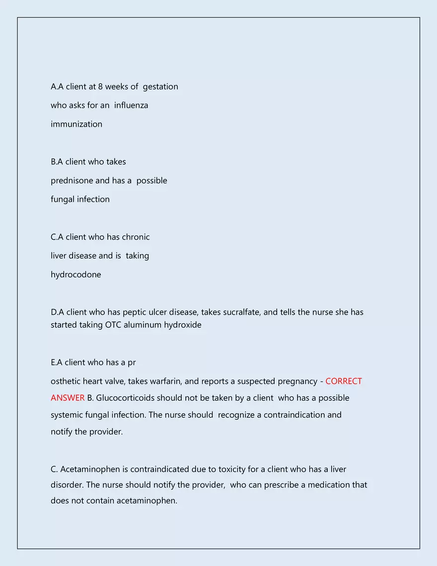 RN Pharmacology Latest 2026\2027 Actual Exam 242 Questions And Answers - Page 36