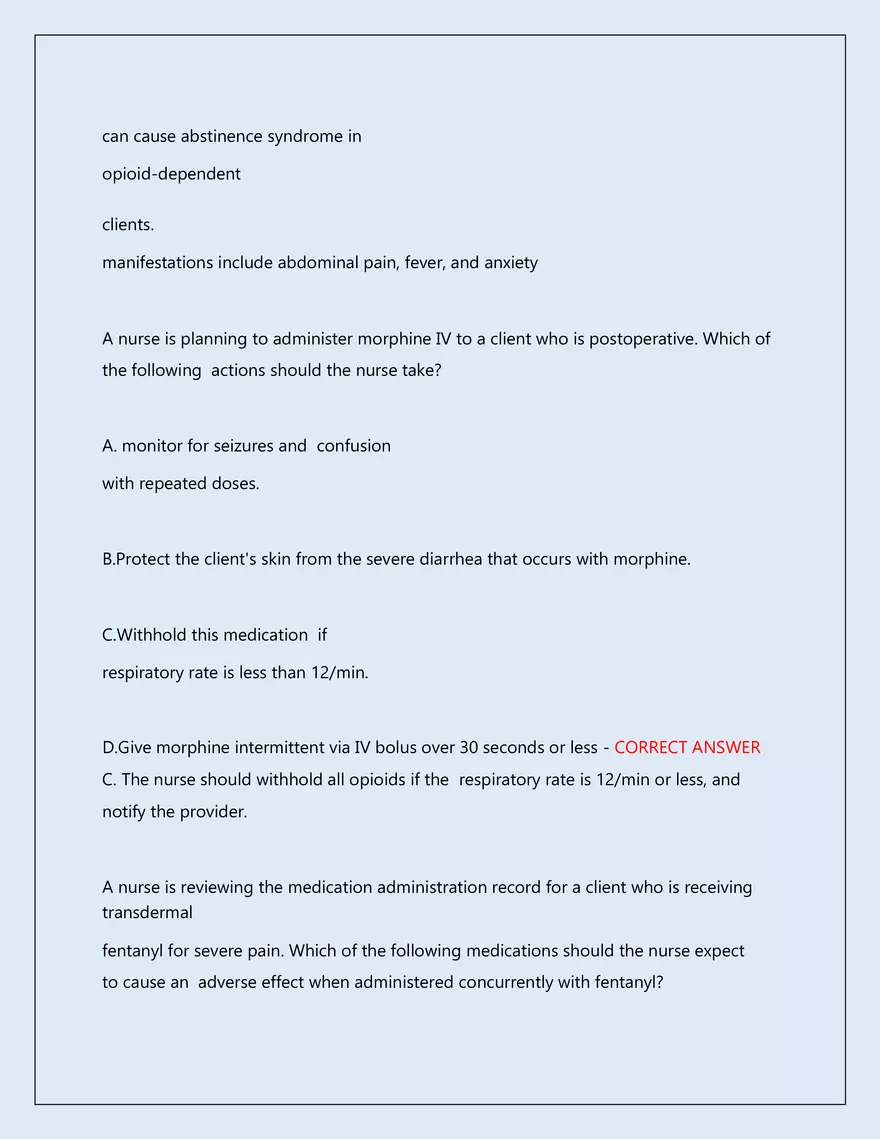RN Pharmacology Latest 2026\2027 Actual Exam 242 Questions And Answers - Page 37