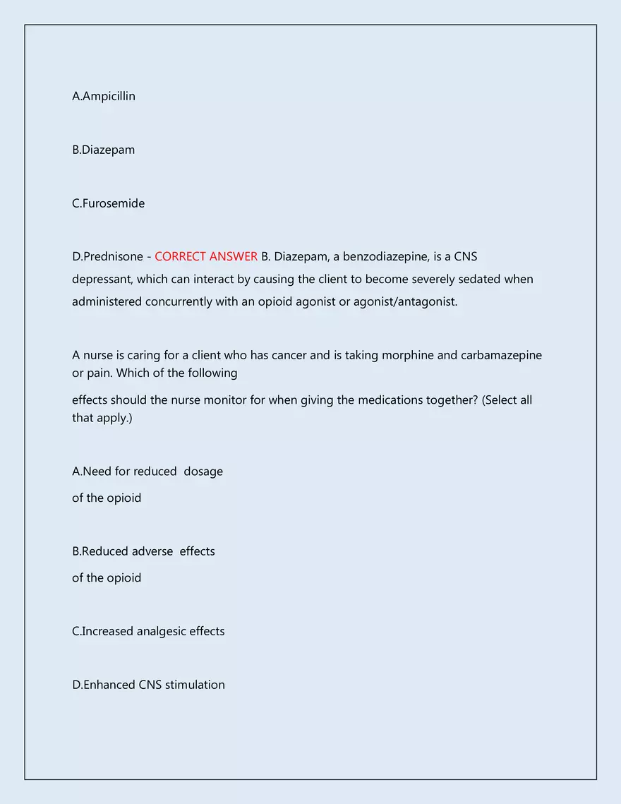 RN Pharmacology Latest 2026\2027 Actual Exam 242 Questions And Answers - Page 38