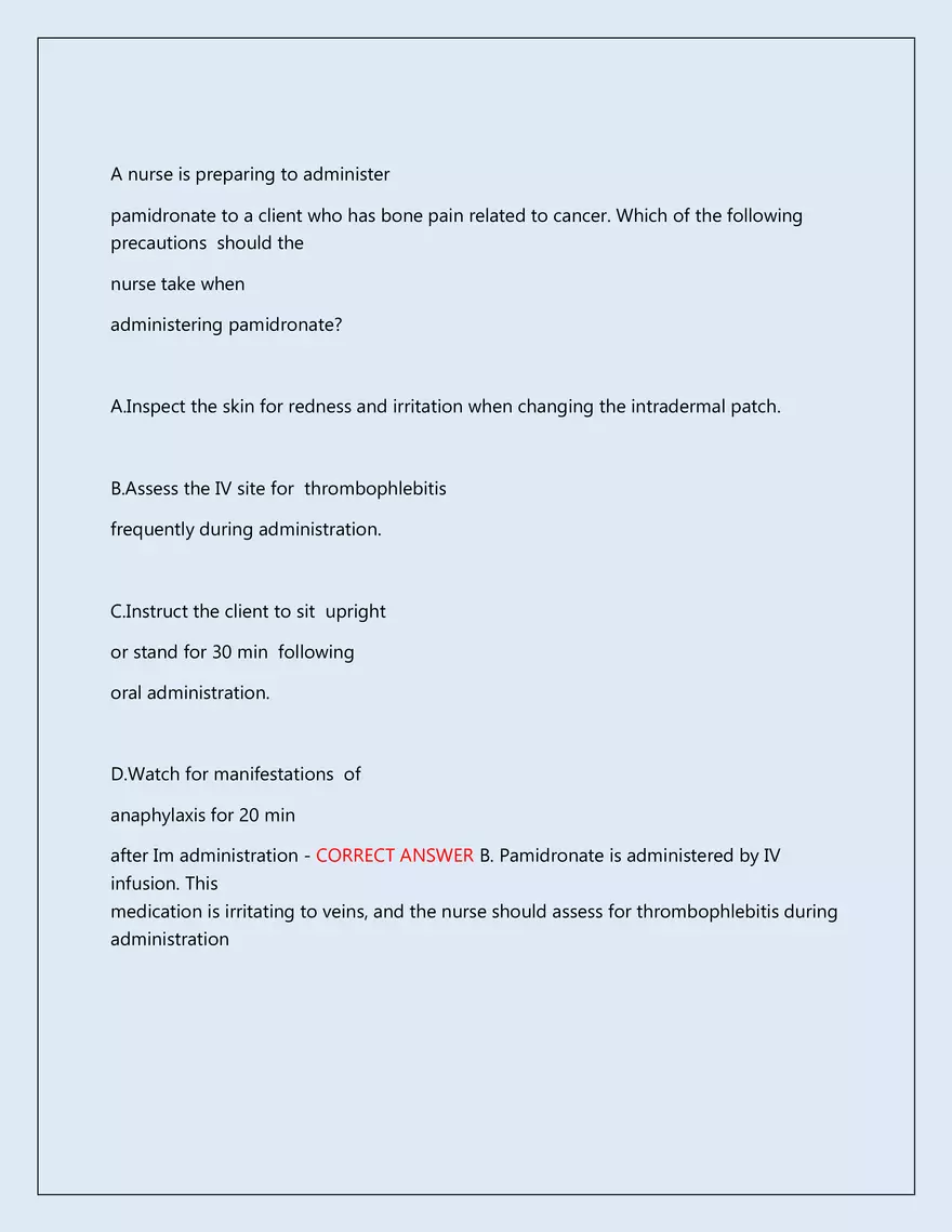 RN Pharmacology Latest 2026\2027 Actual Exam 242 Questions And Answers - Page 40
