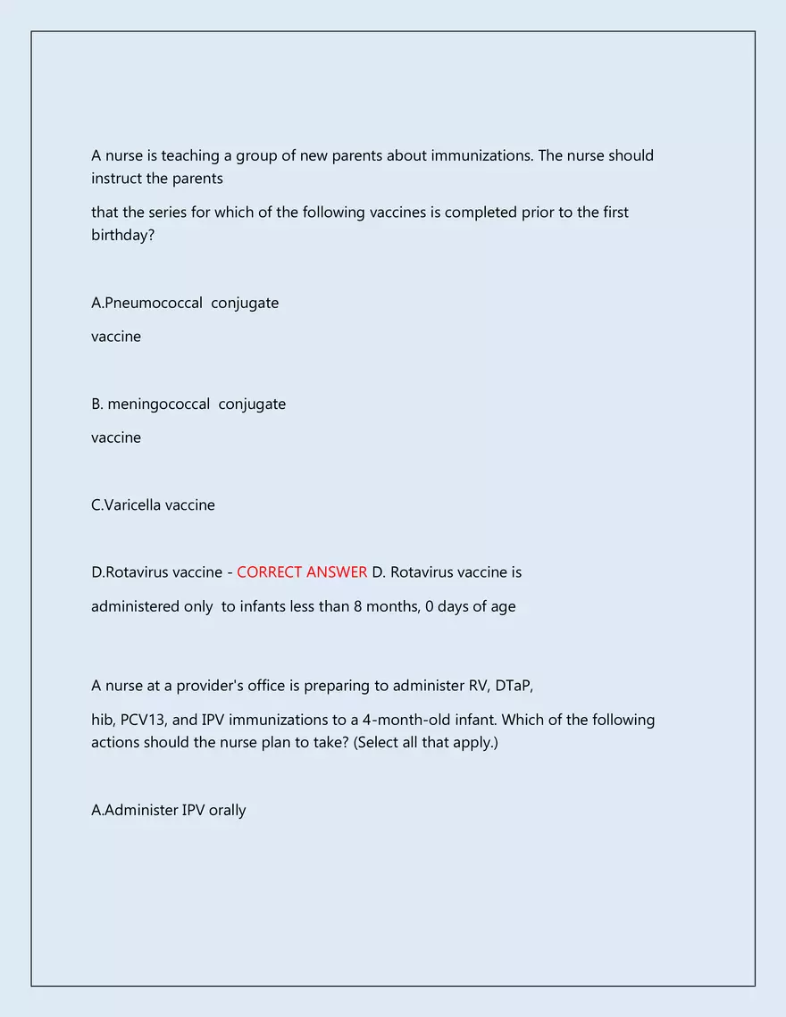 RN Pharmacology Latest 2026\2027 Actual Exam 242 Questions And Answers - Page 56