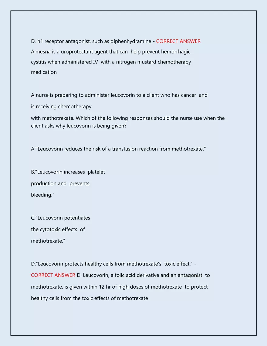 RN Pharmacology Latest 2026\2027 Actual Exam 242 Questions And Answers - Page 62