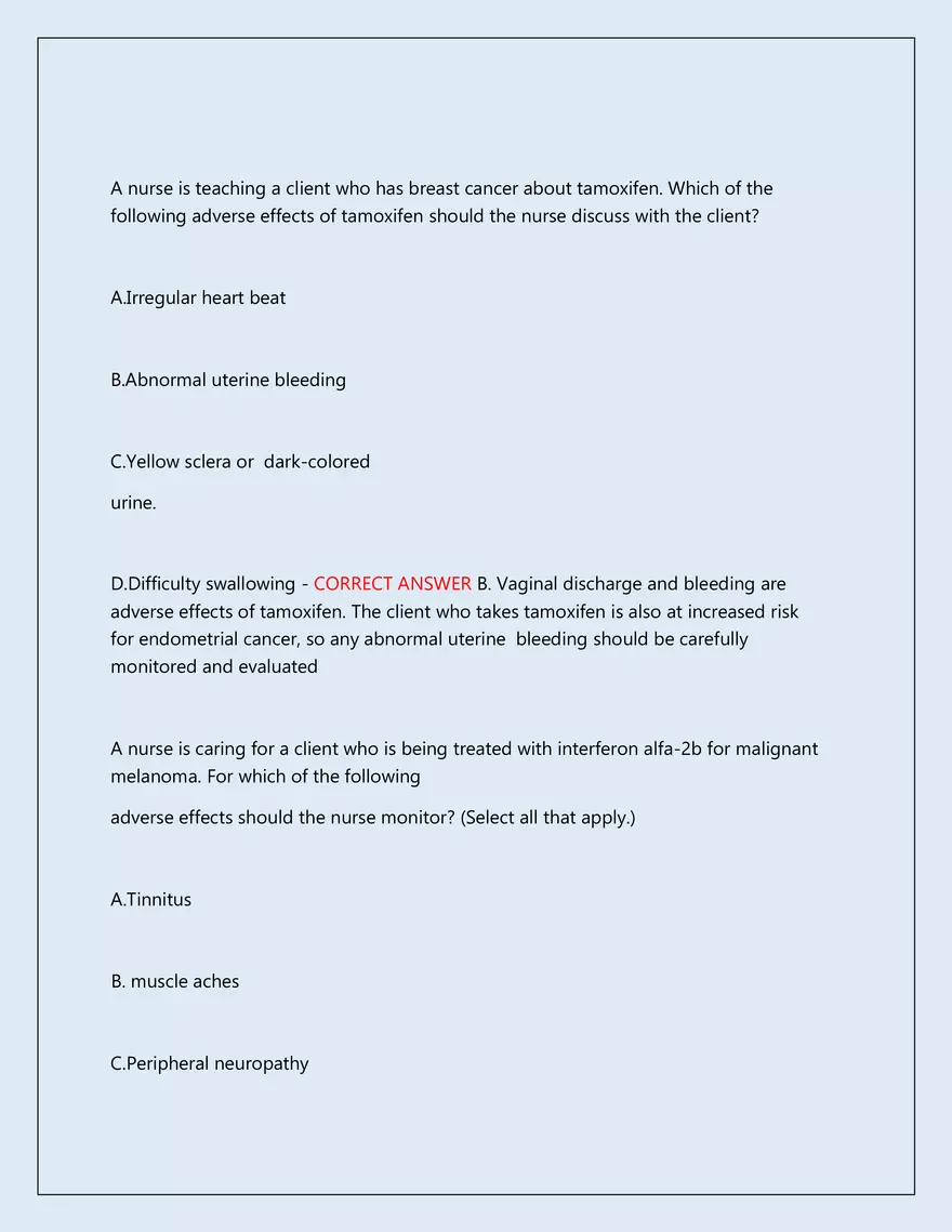 RN Pharmacology Latest 2026\2027 Actual Exam 242 Questions And Answers - Page 63