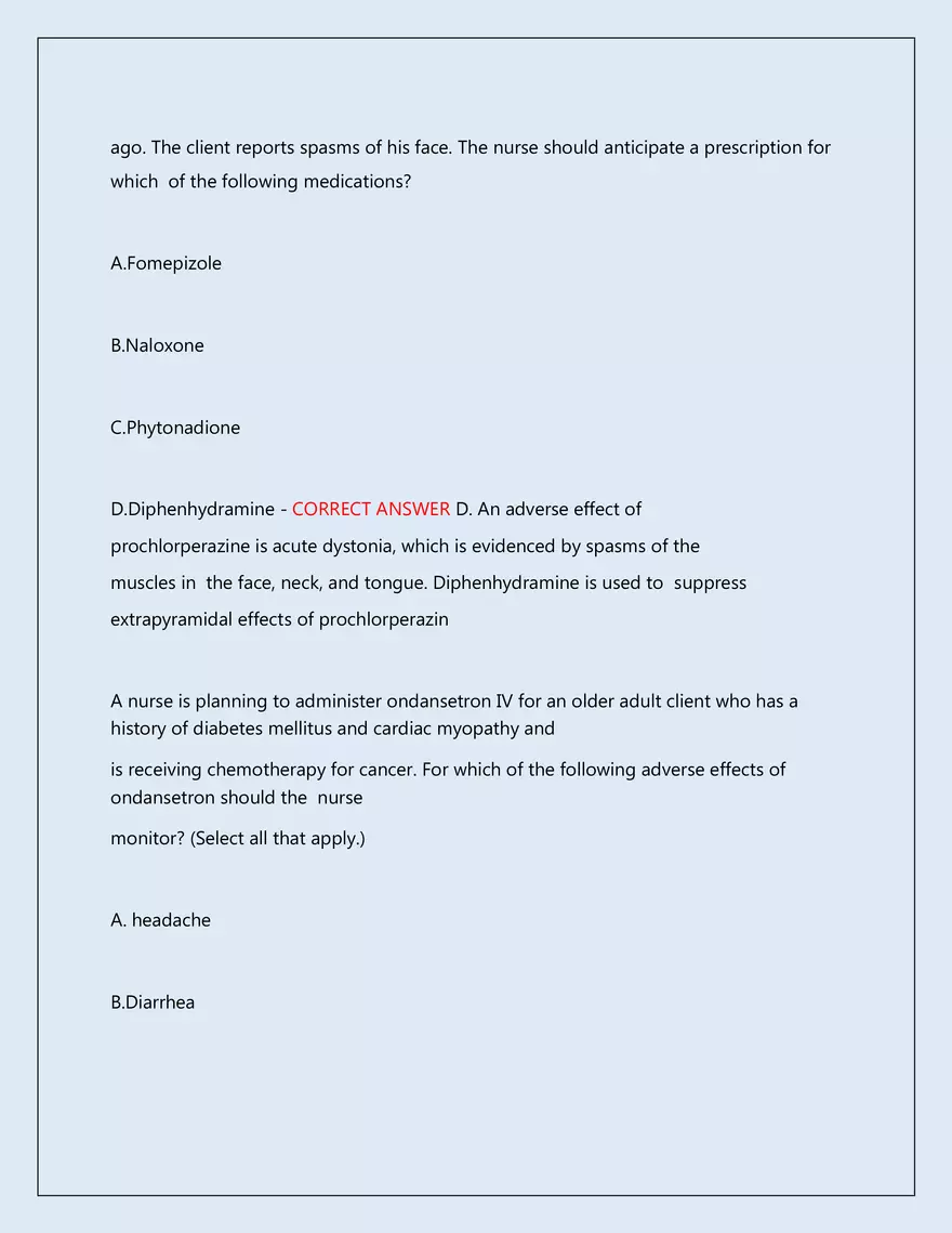 RN Pharmacology Latest 2026\2027 Actual Exam 242 Questions And Answers - Page 4